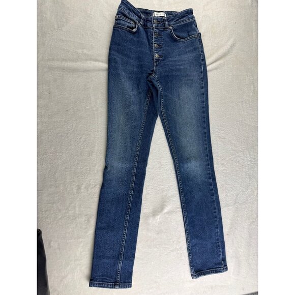 Anine Bing Womens High-Waisted Denim Jeans Sz. 24 Button Fly Straight Leg - Picture 1 of 9